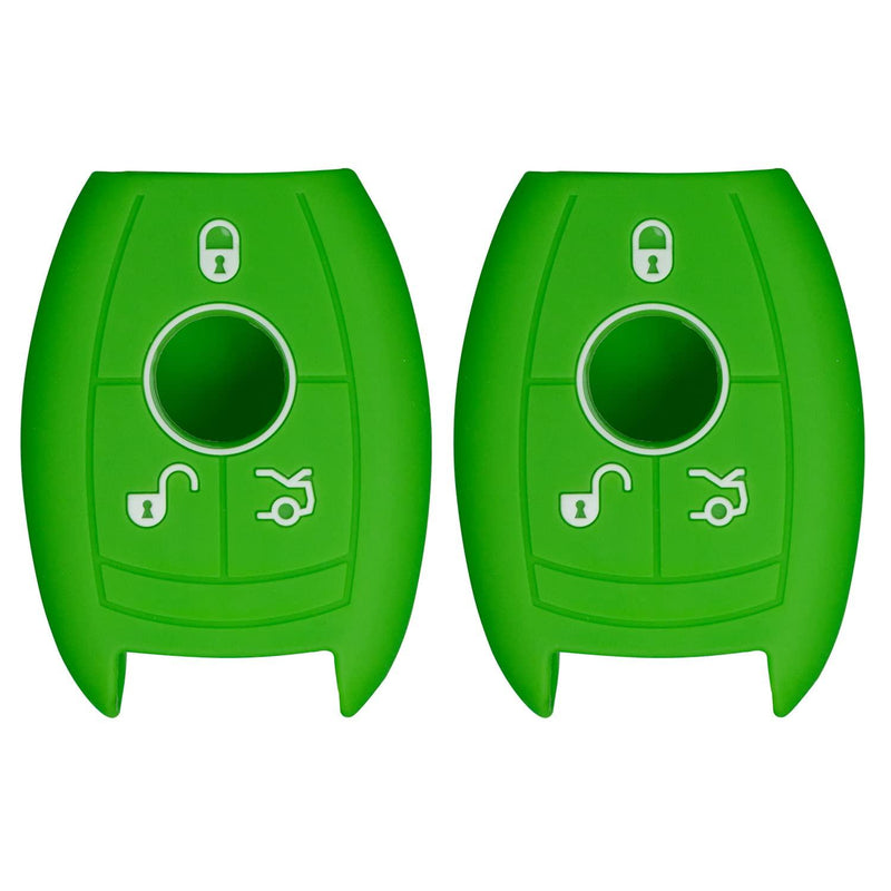 Silicone Key Cover for Mercedes Benz 2006-2012 (3 Button - Double Green)