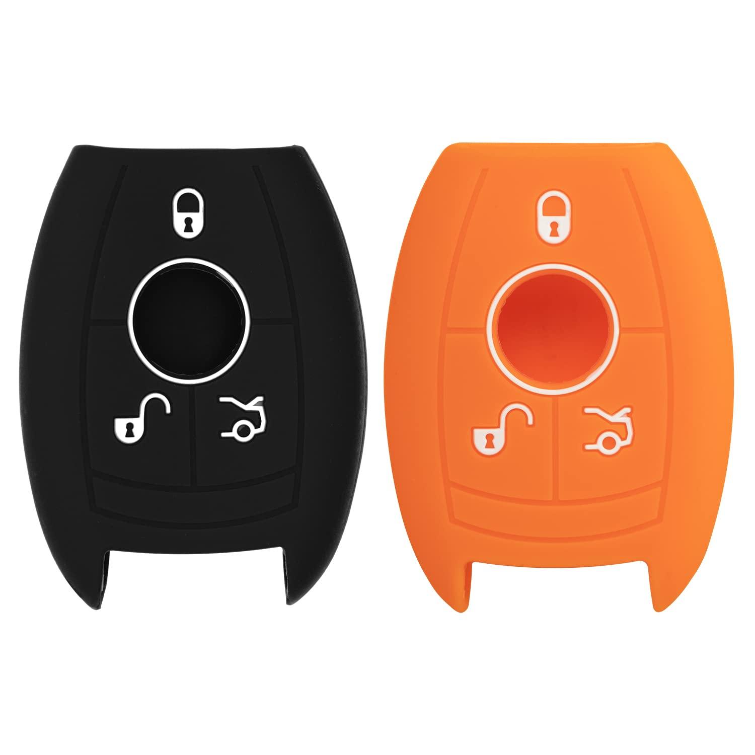 Silicone Key Cover for Mercedes Benz 2006-2012 IYZDC07 (3 Button - Black & Orange)
