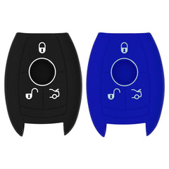 Silicone Key Cover for Mercedes Benz 2006-2012 IYZDC07 (Black & Blue - 3 Button)