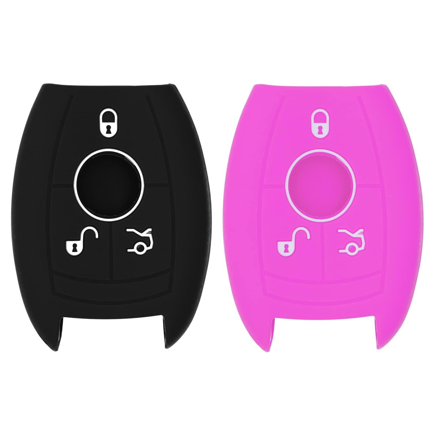 Silicone Key Cover for Mercedes Benz 2006-2012 IYZDC07 (Black & Purple - 3 Button)