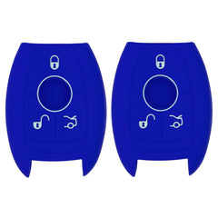 Silicone Key Cover for Mercedes Benz 2006-2012 IYZDC07 (Double Blue - 3 Button)