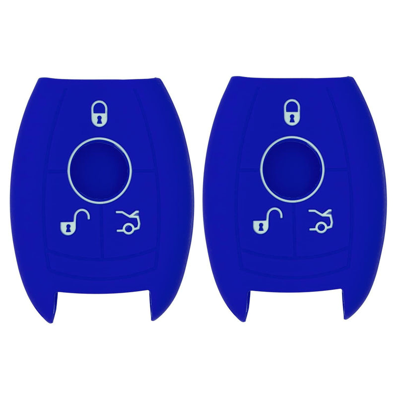 Silicone Key Cover for Mercedes Benz 2006-2012 IYZDC07 (Double Blue - 3 Button)