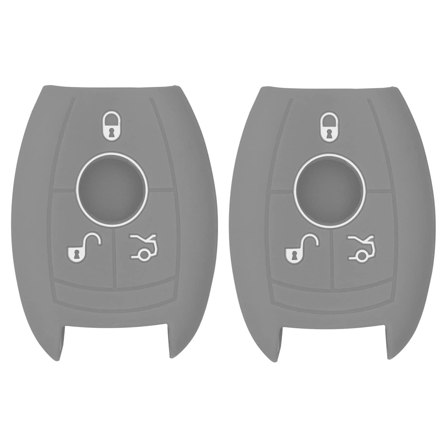 Silicone Key Cover for Mercedes Benz 2006-2012 IYZDC07 (Double Grey - 3 Button)
