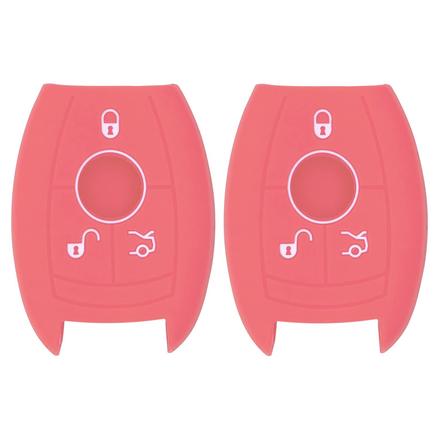 Silicone Key Cover for Mercedes Benz 2006-2012 IYZDC07 (Double Pink - 3 Button)
