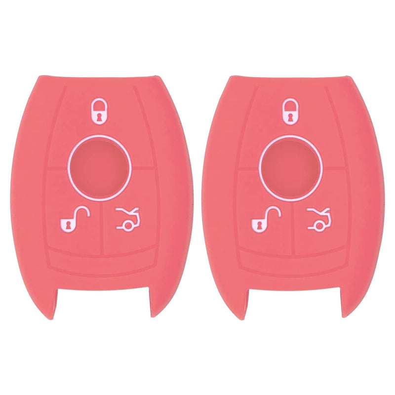 Silicone Key Cover for Mercedes Benz 2006-2012 IYZDC07 (Double Pink - 3 Button)
