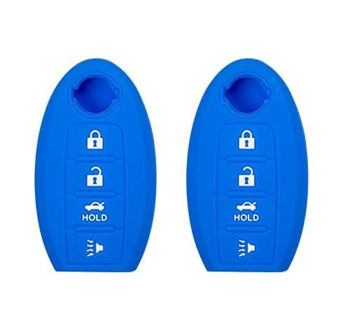 Silicone Key Cover for Nissan Maxima Sentra M45 M35 2006-2012 CWTWBU735 ‎285E3-EW81D (4 Button - Double Blue)
