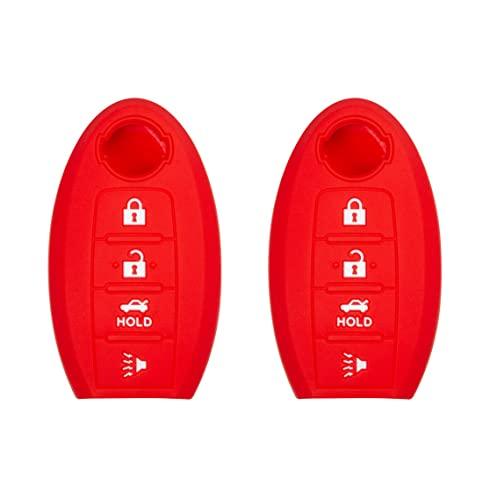 Silicone Key Cover for Nissan Maxima Sentra M45 M35 2006-2012 CWTWBU735 ‎285E3-EW81D (4 Button - Double Red)