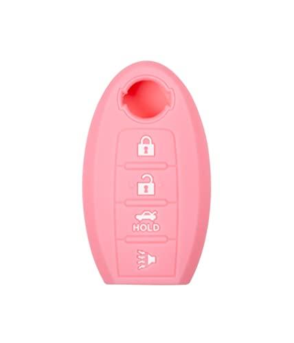 Silicone Key Cover for Nissan Maxima Sentra M45 M35 2006-2012 CWTWBU735 ‎285E3-EW81D (4 Button - Pink)