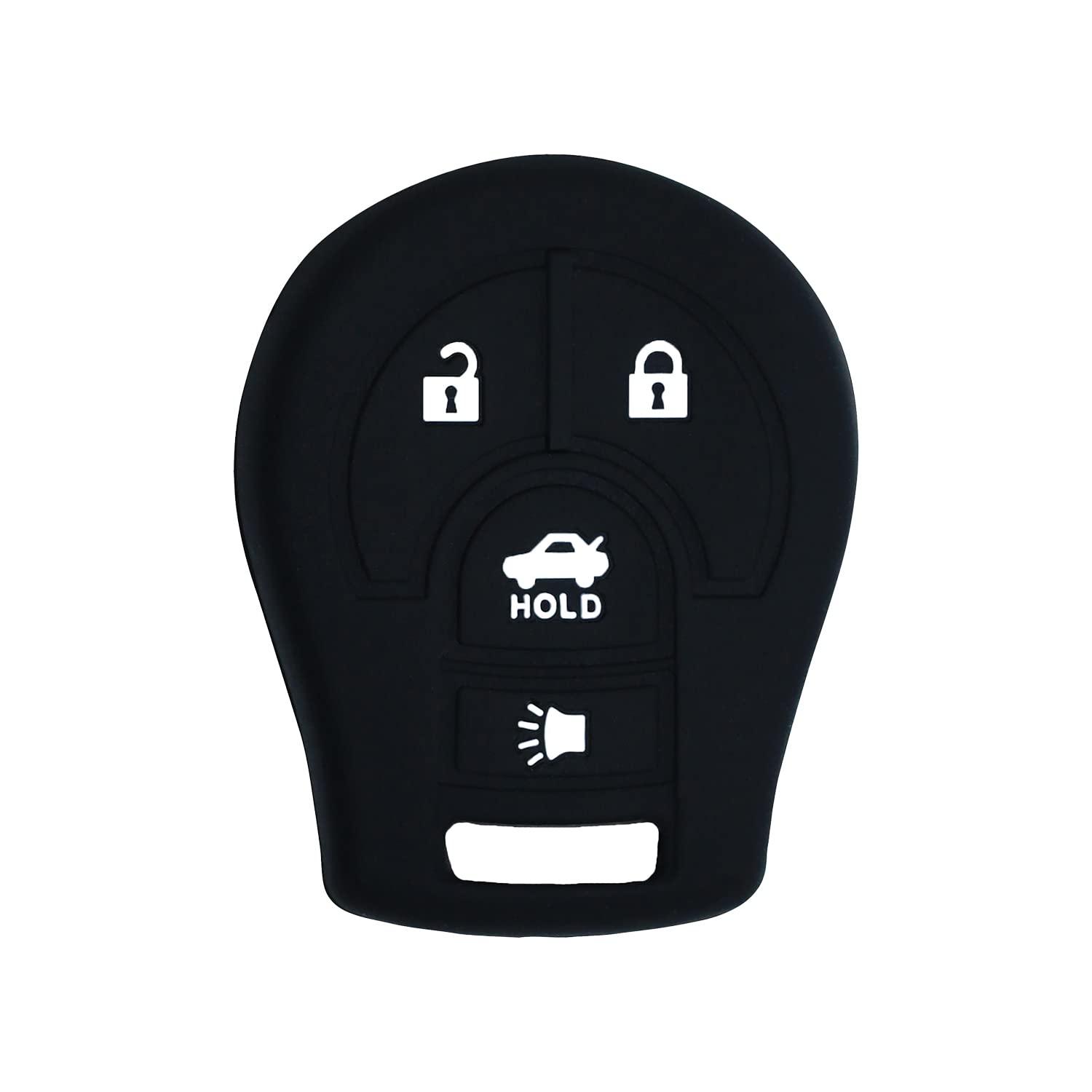 Silicone Key Cover for Sentra Versa Cube Rogue 2003-2019 CWTWB1U751 H0561-3AA0B (4 Button - Black)