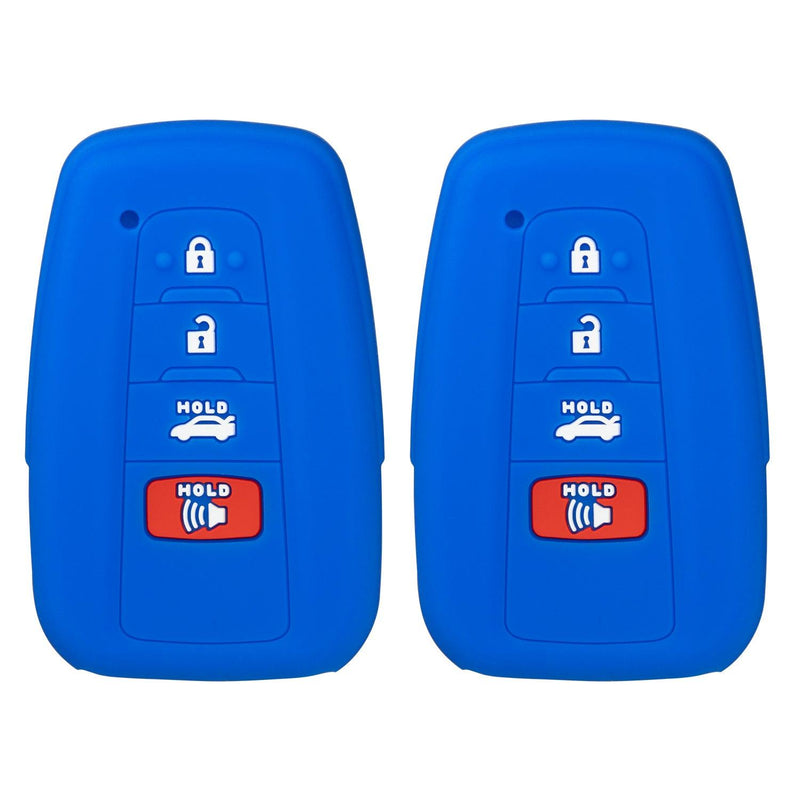 Silicone Key Cover for Toyota 2018-2021 HYQ14FBE 8990H02030 (Double Blue - 4 Button)