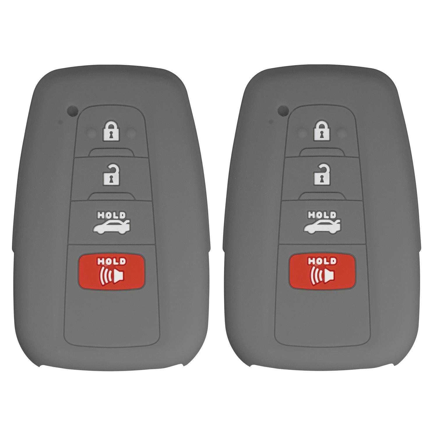 Silicone Key Cover for Toyota 2018-2021 HYQ14FBE 8990H02030 (Double Gray - 4 Button)
