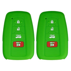 Silicone Key Cover for Toyota 2018-2021 HYQ14FBE 8990H02030 (Double Green - 4 Button)