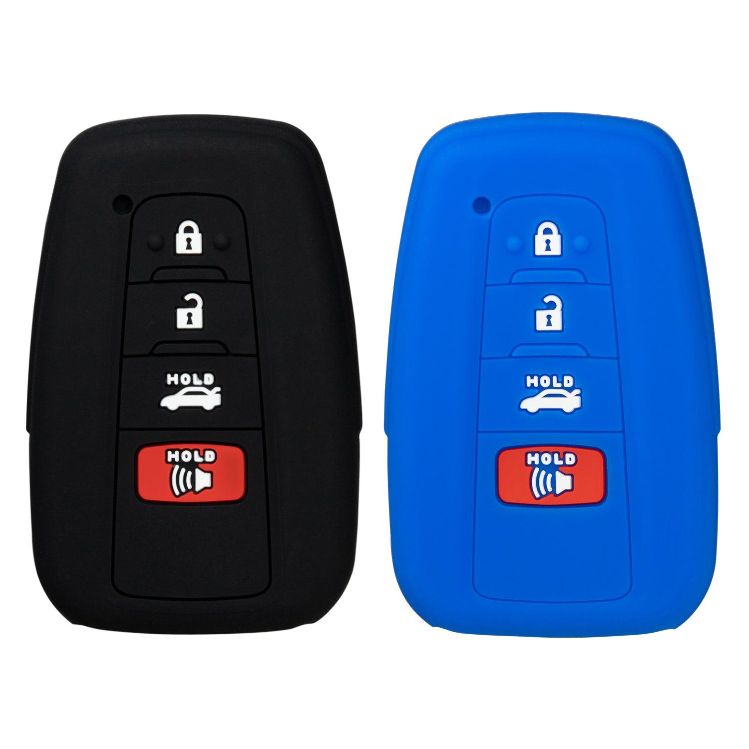 Silicone Key Cover for Toyota 2018-2021 HYQ14FBE (Black & Blue - 4 Button)