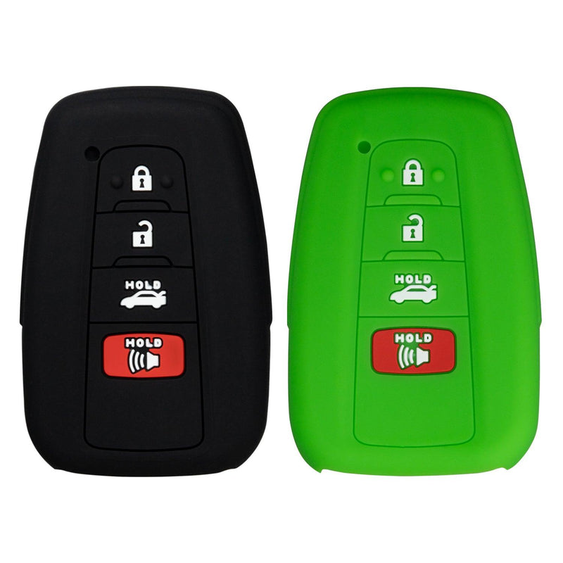 Silicone Key Cover for Toyota 2018-2021 HYQ14FBE  (Black & Green - 4 Button)