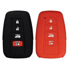 Silicone Key Cover for Toyota 2018-2021 HYQ14FBE (Black & Red - 4 Button)