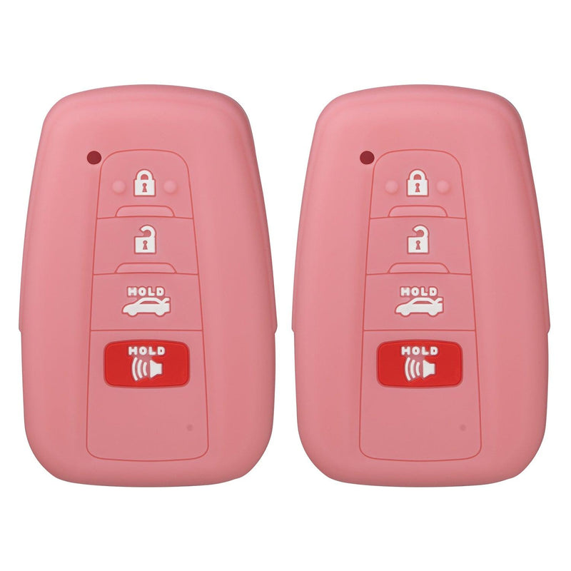Silicone Key Cover for Toyota Smart Avalon Camry 86 Corolla Rav4 Highlander 2018-2021 HYQ14FBE (4 Button - Double Pink)