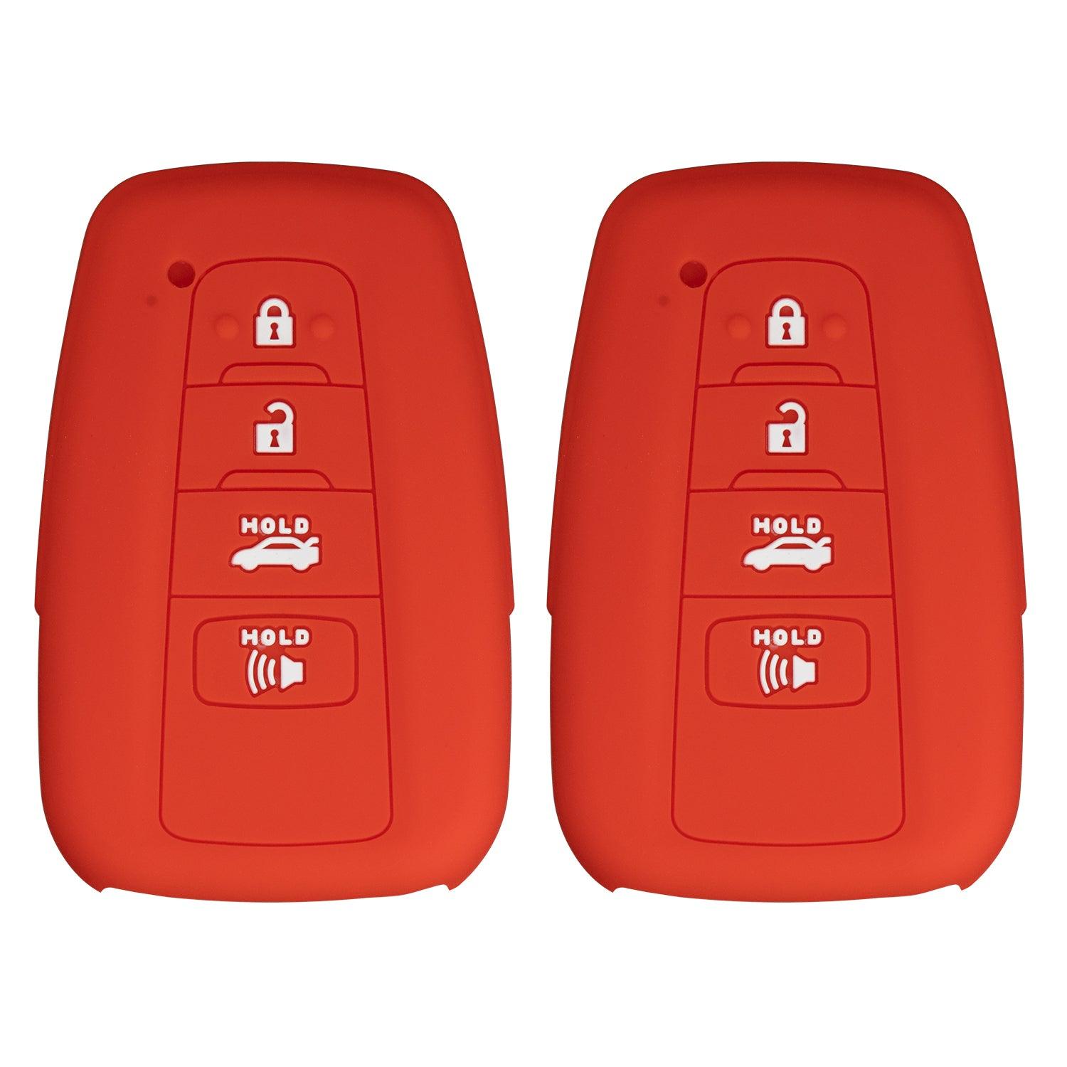 Silicone Key Cover for Toyota Smart Proximity Remote Key 2018-2021 HYQ14FBE 8990H02030 (Double Red - 4 Button)