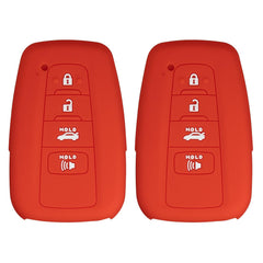 Silicone Key Cover for Toyota Smart Proximity Remote Key 2018-2021 HYQ14FBE 8990H02030 (Double Red - 4 Button)
