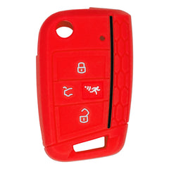 Silicone Key Cover for Volkswagen Golf Jetta GTI 2015-2020 NBGFS125C5 5G6959752BG (Red - 4 Button)