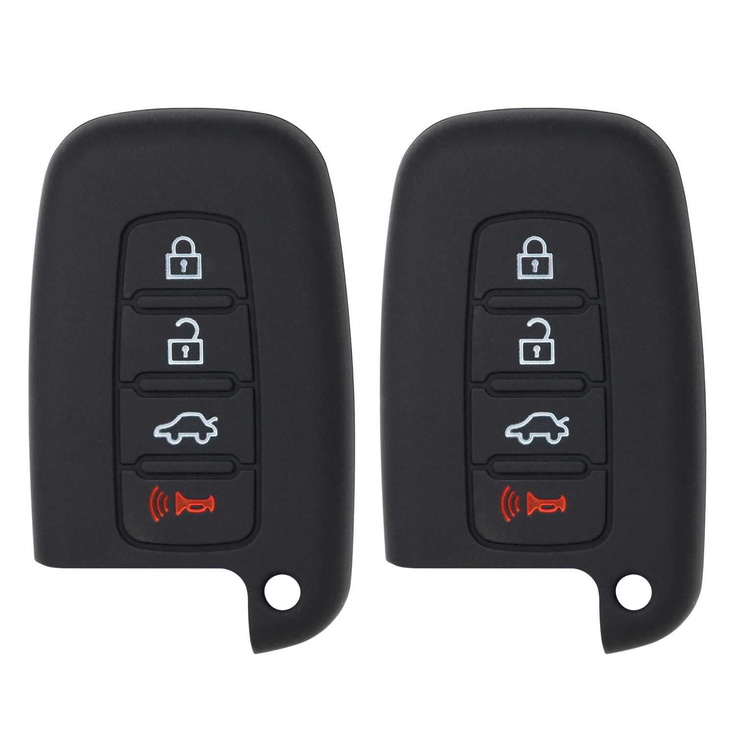 Smart Key Fob Shell Case for Azera Genesis Sonata Forte Optima Rio Sorento SY5HMFNA04 95440-3N250 (Double Black - 4 Button)