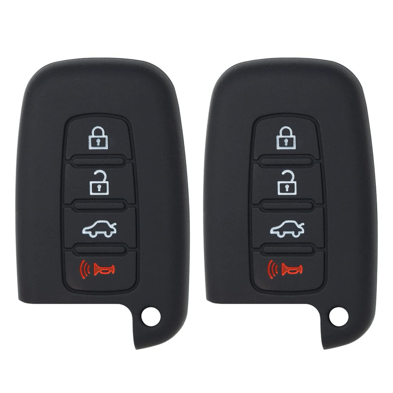 Smart Key Fob Shell Case for Azera Genesis Sonata Forte Optima Rio Sorento SY5HMFNA04 95440-3N250 (Double Black - 4 Button)