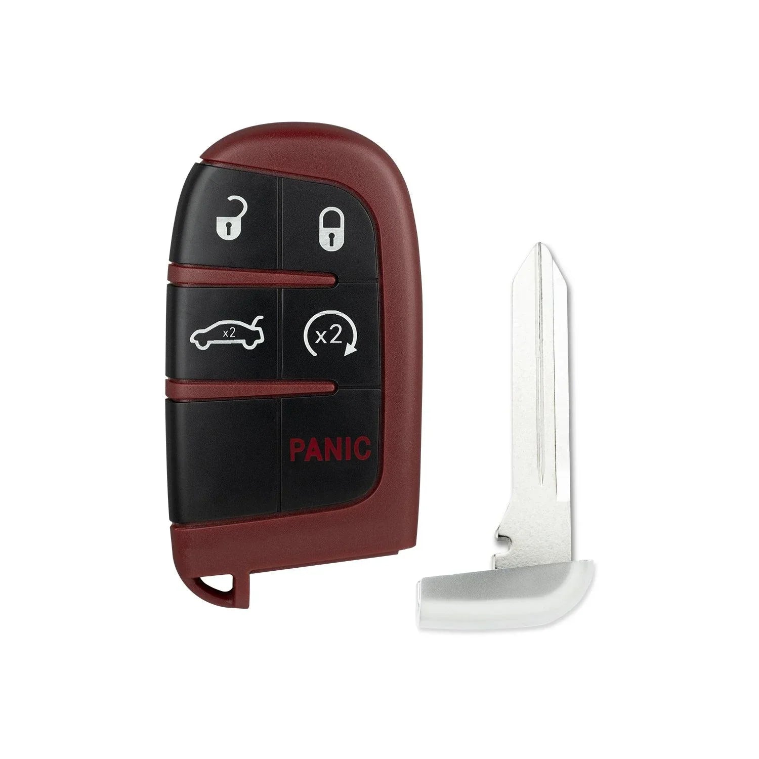 Smart Keyless Fob for Journey Durango Compass Grand Cherokee 300 200 Charger Challenger M3N40821302 68066350 (Red - 5 Button)