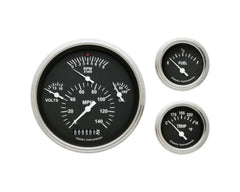 Classic Instruments TE01BSLF Tetra Series Black Flat Lens 3-Gauge Set for 1957 Chevrolet Bel Air