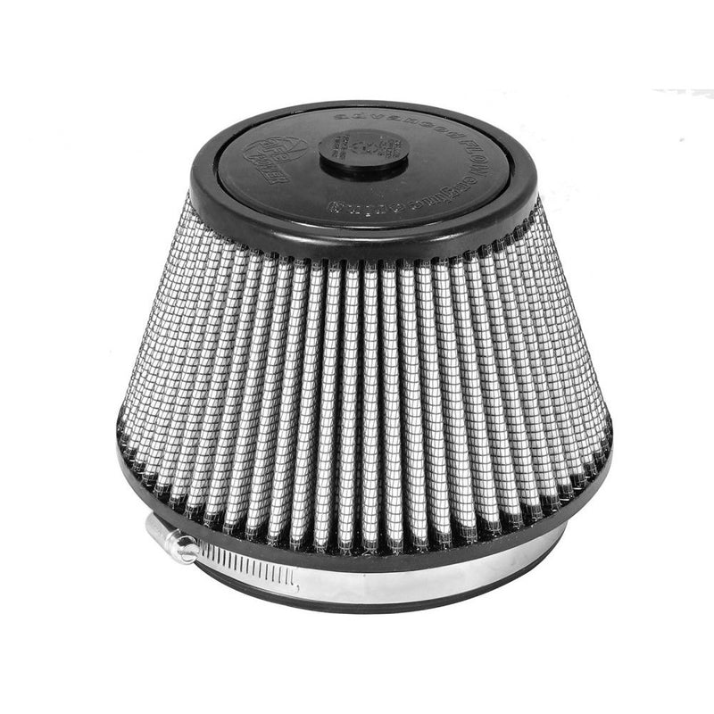 aFe Power 21-90052 Air Filter Pro Dry S 5-1/2F x7B x4-3/4T x4-1/2H w/1 in Hole (White)