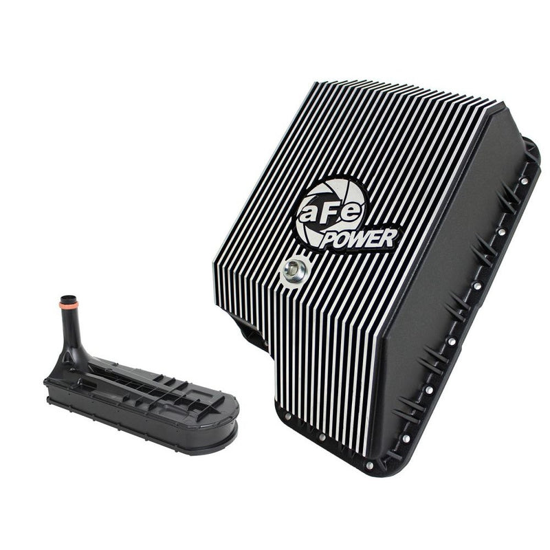 aFe Power 46-70122-1 Transmission Pan - (Wrinkle Black Powder Coat) - (Machined Fins)