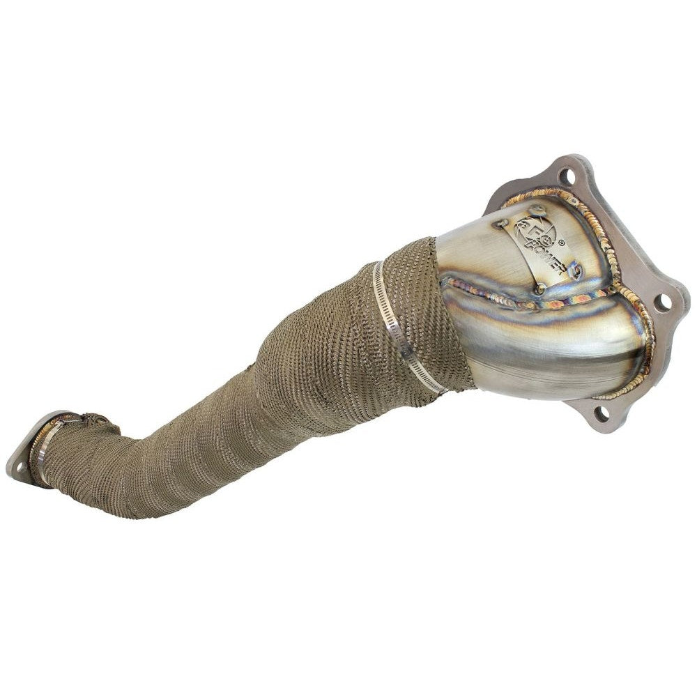 aFe Power 48-36701 Twisted Down-Pipe - (3.5-4in. Step Design) - (Brushed 304 Stainless Tube)