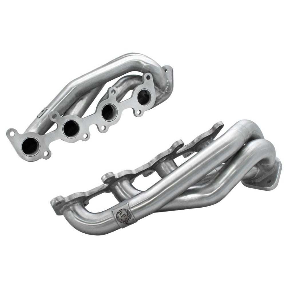 aFe Power 48-43001 Twisted Steel Header - 1 5/8 in. 14 Gauge 409 Stainless Steel Tubing - 3/8 in. Thick Head Flange - Merged Collectors - Race Only