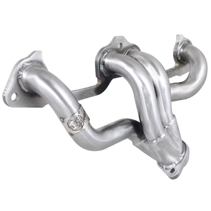 aFe Power 48-46206 Twisted Steel Header - 1.5 in. 14 Gauge 409 Stainless Steel Tubing - 0.5 in. Thick Head Flange - Merged Collectors