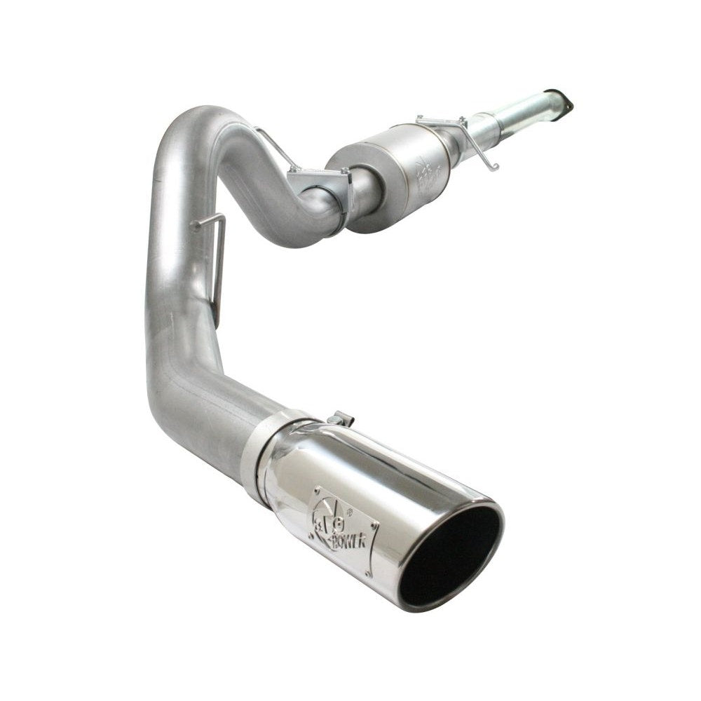 aFe Power 49-03041-P ATLAS Cat-Back Aluminized Steel Exhaust System - 4 in. Tubing - Polished 304 Stainless Steel Rolled Slash Cut Tip (Incl. Muffler/Hangers/Clamps)