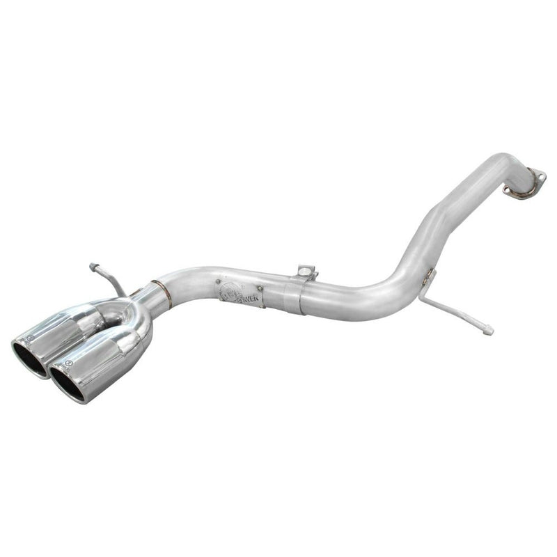 aFe Power 49-36018 Takeda Axle-Back Exhaust System - 2.5 in. - Incl. Mufflers/Flange/Clamps/3.5 in. Rolled Edge Slash Cut Round Dual Center Mounted 304 Pol. Stainless Steel Tips