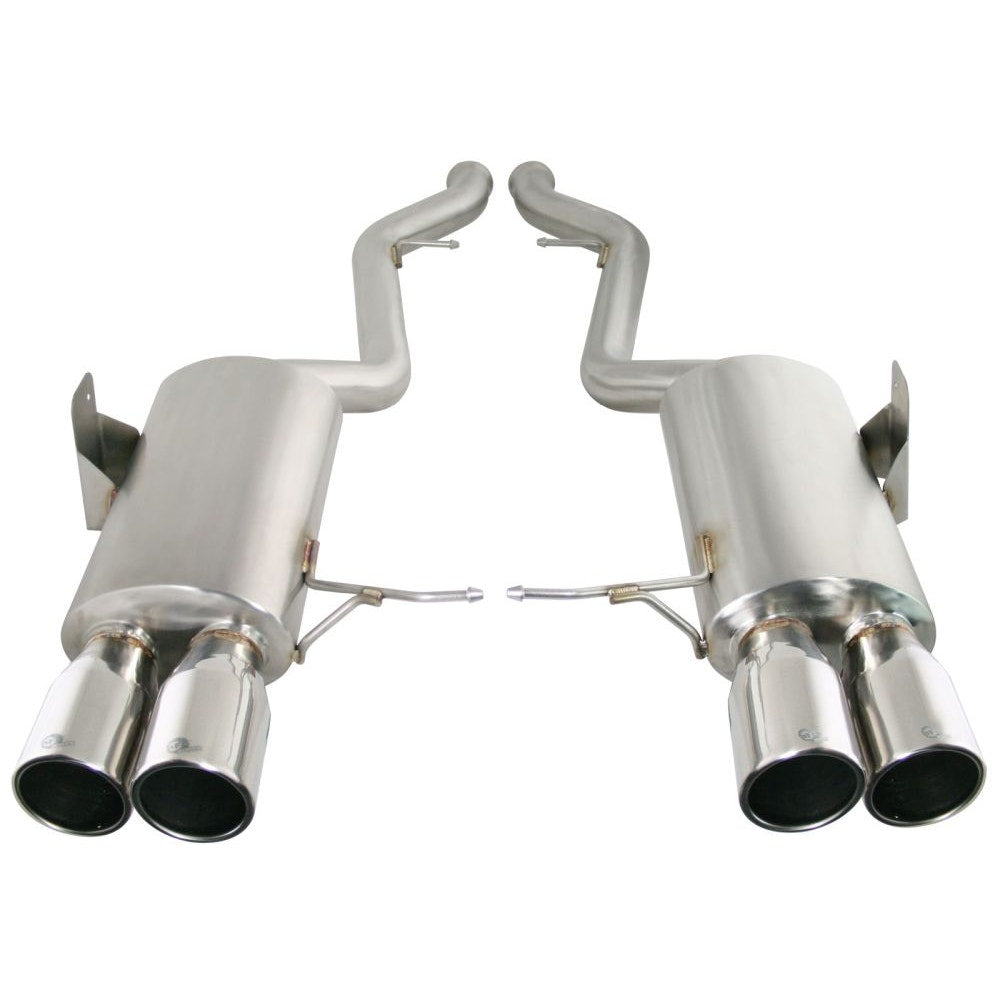aFe Power 49-36312-P MACHForce XP Cat-Back Exhaust System - 304 Stainless Steel - Dual Rear Exit - 2.5 in. (Incl. Clamps/Dual Mufflers/Sectional Tubing/Resonator/Polished Quad Tips - Single - E92/E93)