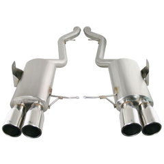 aFe Power 49-36312-P MACHForce XP Cat-Back Exhaust System - 304 Stainless Steel - Dual Rear Exit - 2.5 in. (Incl. Clamps/Dual Mufflers/Sectional Tubing/Resonator/Polished Quad Tips - Single - E92/E93)