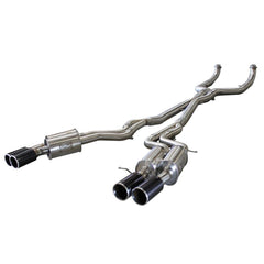 aFe Power 49-36317-C MACHForce XP Cat-Back Exhaust System - 304 Stainless Steel - Dual Split Rear Exit - 3 in. (Incl. Clamps/Quad Oval Mufflers/X-Pipe/4 in. Carbon Fiber Quad Tips - Dual)