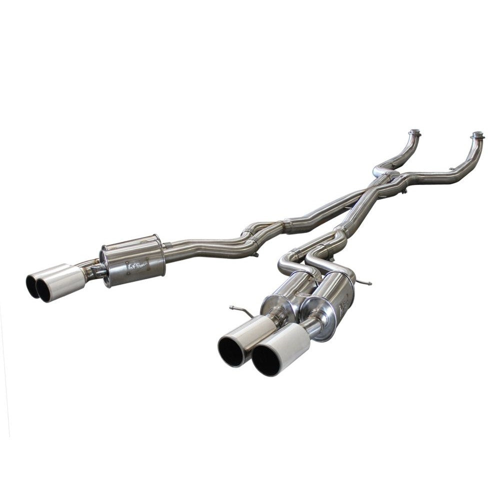 aFe Power 49-36317-P MACHForce XP Cat-Back Exhaust System - 304 Stainless Steel - Dual Split Rear Exit - 3 in. (Incl. Clamps/Quad Oval Mufflers/X-Pipe/4 in. Polished Quad Tips - Dual)