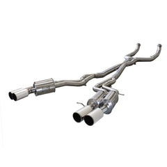 aFe Power 49-36317-P MACHForce XP Cat-Back Exhaust System - 304 Stainless Steel - Dual Split Rear Exit - 3 in. (Incl. Clamps/Quad Oval Mufflers/X-Pipe/4 in. Polished Quad Tips - Dual)
