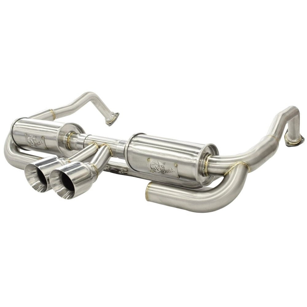 aFe Power 49-36409 ELITE Cat-Back Exhaust System - 2/2.5 in. Tubing - Incl. Mufflers - 4 in. Polished aFe Power Laser-Etched 304 Stainless Steel Slash-Cut Tip Assembly