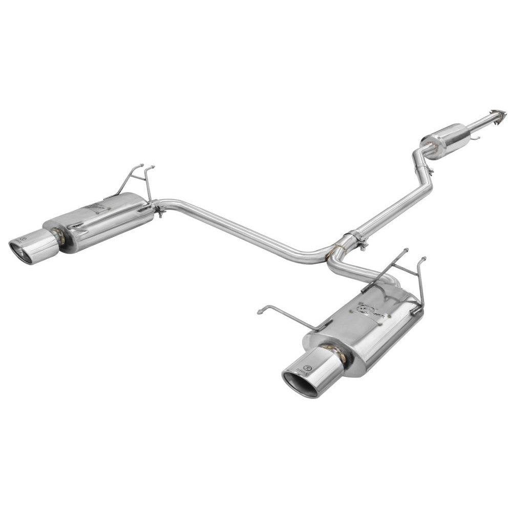 aFe Power 49-36612 Takeda Cat-Back Exhaust System - 2.25 in. - Incl. Clamps/Muffler/2 in. Dual Double Wall Angle Cut 304 Stainless Steel Polished Laser Etched Tip