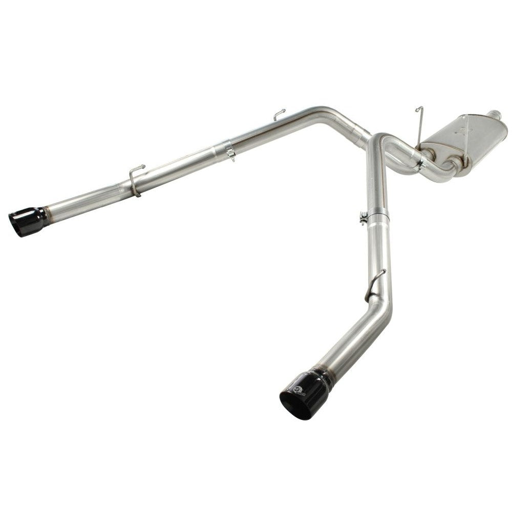 aFe Power 49-42013-B MACHForce XP Cat-Back SS-409 Exhaust System - 3 in. - Incl. Clamps/Free Flowing Muffler/Bayonet Hangers/Band Clamp - Dual Gloss Black 304 SS Tips - 409 Stainless Steel