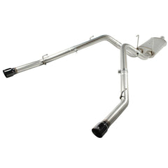 aFe Power 49-42013-B MACHForce XP Cat-Back SS-409 Exhaust System - 3 in. - Incl. Clamps/Free Flowing Muffler/Bayonet Hangers/Band Clamp - Dual Gloss Black 304 SS Tips - 409 Stainless Steel