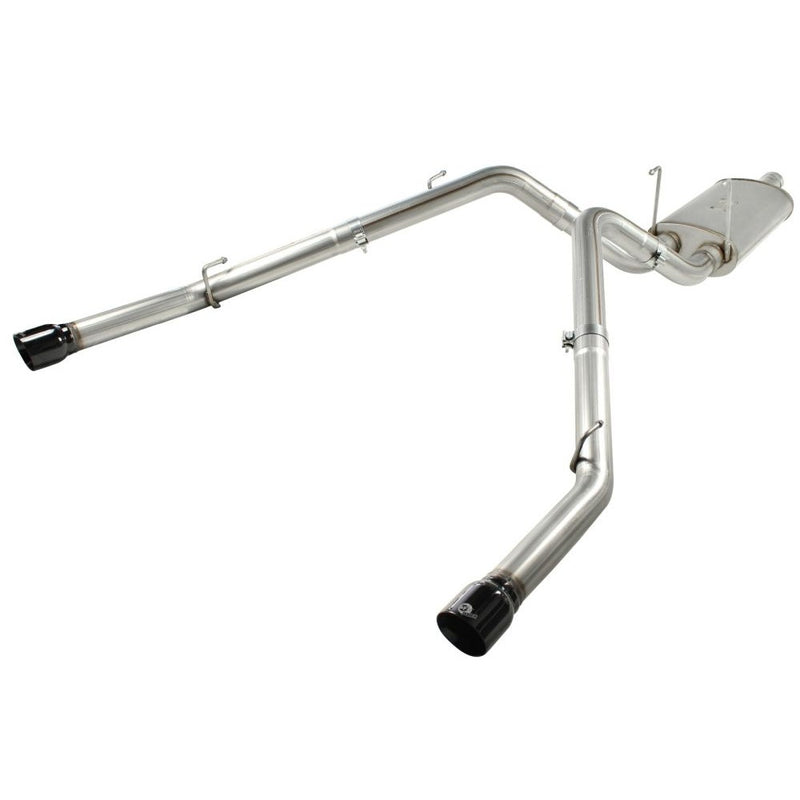 aFe Power 49-42013-B MACHForce XP Cat-Back SS-409 Exhaust System - 3 in. - Incl. Clamps/Free Flowing Muffler/Bayonet Hangers/Band Clamp - Dual Gloss Black 304 SS Tips - 409 Stainless Steel
