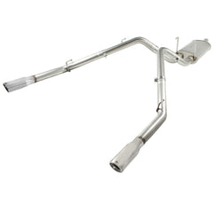 aFe Power 49-42013-P MACHForce XP Cat-Back SS-409 Exhaust System - 3 in. - Incl. Clamps/Free Flowing Muffler/Bayonet Hangers/Band Clamp - Dual Polished 304 SS Tips - 409 Stainless Steel