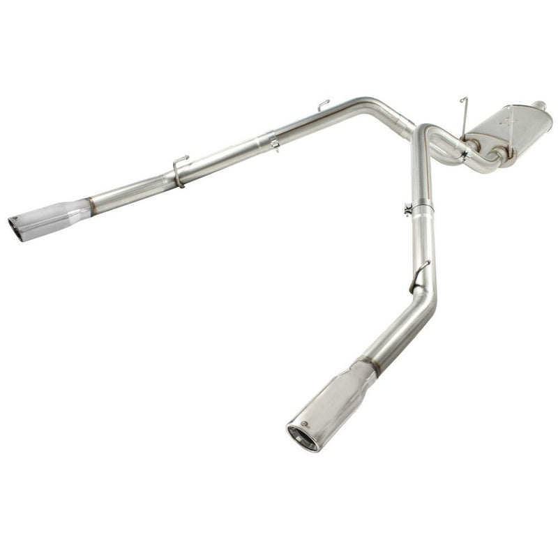 aFe Power 49-42013-P MACHForce XP Cat-Back SS-409 Exhaust System - 3 in. - Incl. Clamps/Free Flowing Muffler/Bayonet Hangers/Band Clamp - Dual Polished 304 SS Tips - 409 Stainless Steel