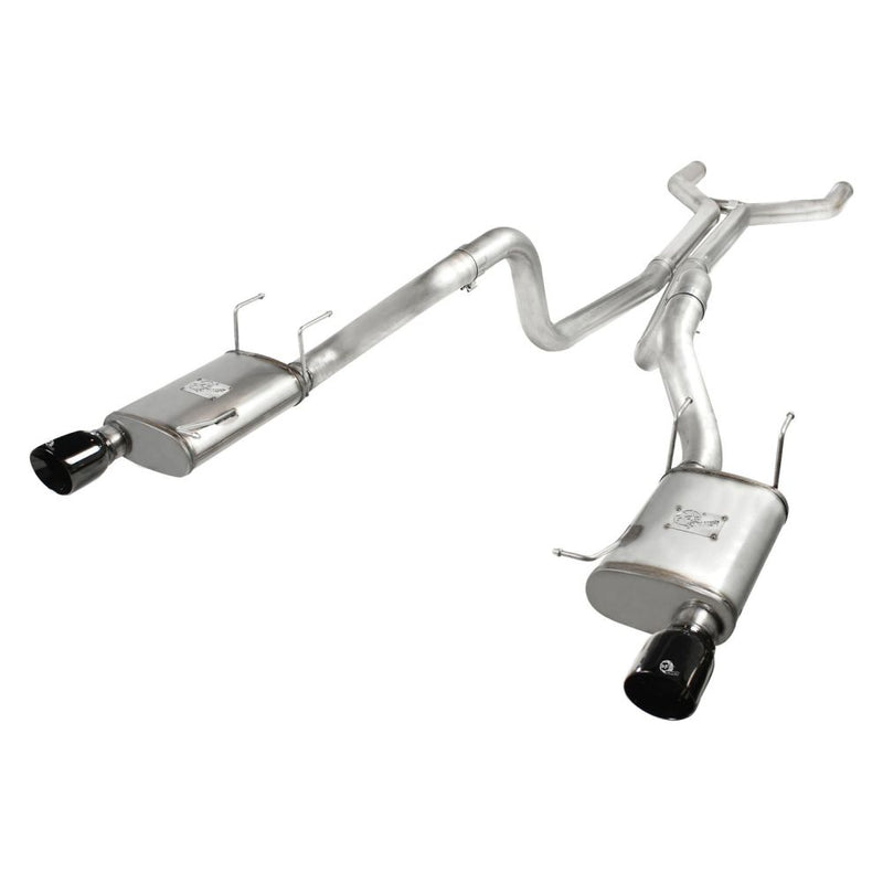 aFe Power 49-43049-B MACHForce XP Cat-Back Exhaust System - 409 Stainless Steel - 3 in. (Incl. Clamps/Dual High Flow Mufflers/Tubing/Hangers/Clamps - Single Rear Exit - 4 in. Black 304SS Tips)