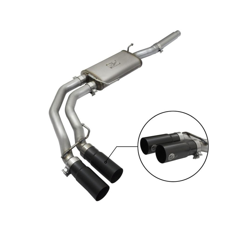 aFe Power 49-43079-B Rebel Series Cat-Back Exhaust System - (2.5in. Stainless Inlet) - (Dual 3.5in. Stainless Outlet) - (Middle Side Exit)