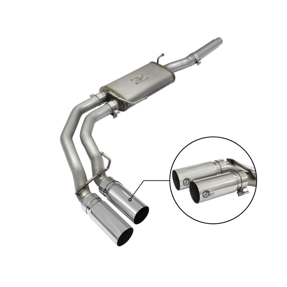 aFe Power 49-43079-P Rebel Series Cat-Back Exhaust System - (2.5in. Stainless Inlet) - (Dual 3.5in. Stainless Outlet) - (Middle Side Exit)