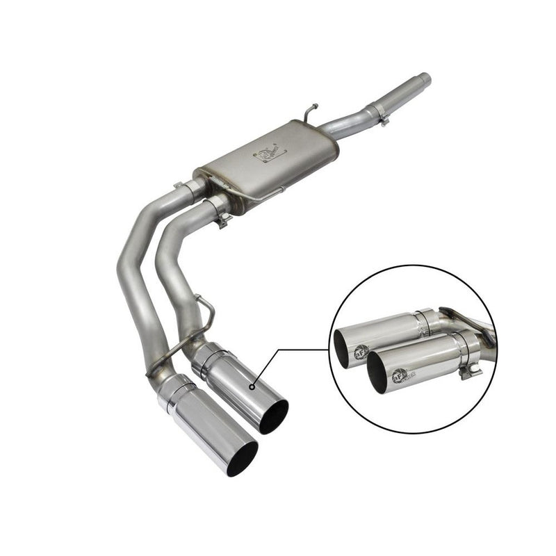 aFe Power 49-43079-P Rebel Series Cat-Back Exhaust System - (2.5in. Stainless Inlet) - (Dual 3.5in. Stainless Outlet) - (Middle Side Exit)